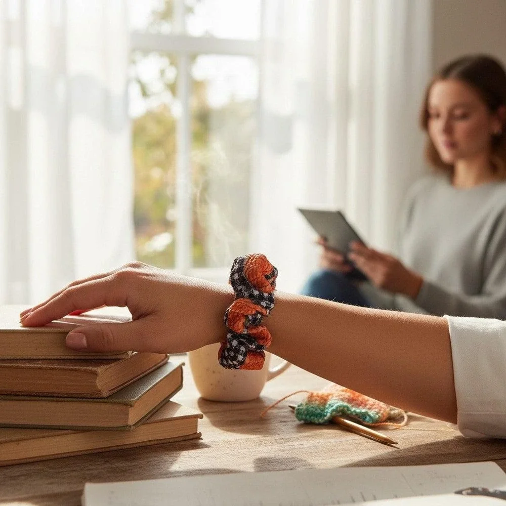 Buffalo Check Pumpkin Hair Scrunchie Accessory